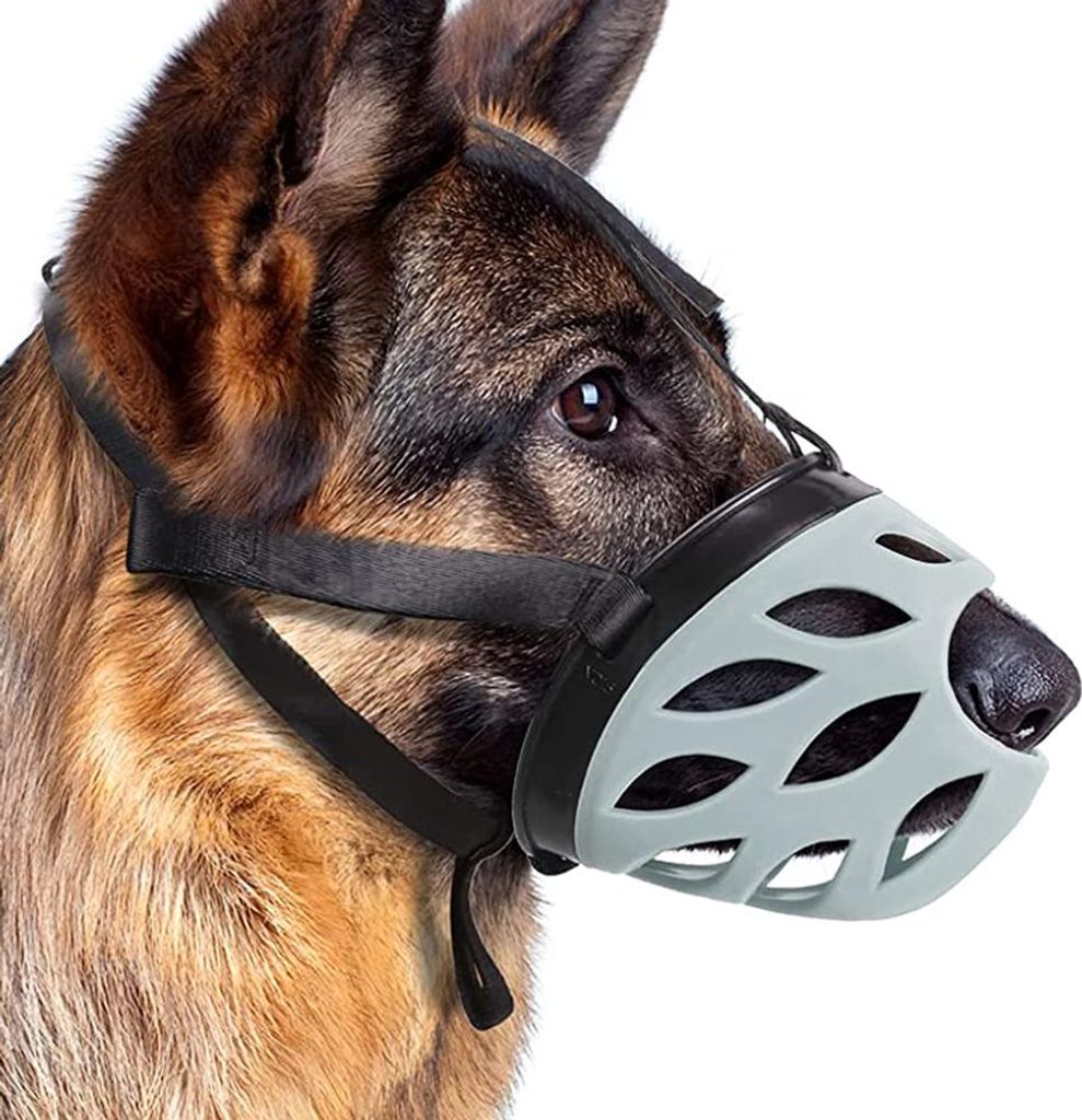 Hundemaulkorb, atmungsaktiver Korbmaulkorb für kleine, mittlere und große Hunde, verhindert Beißen, Bellen und Kauen