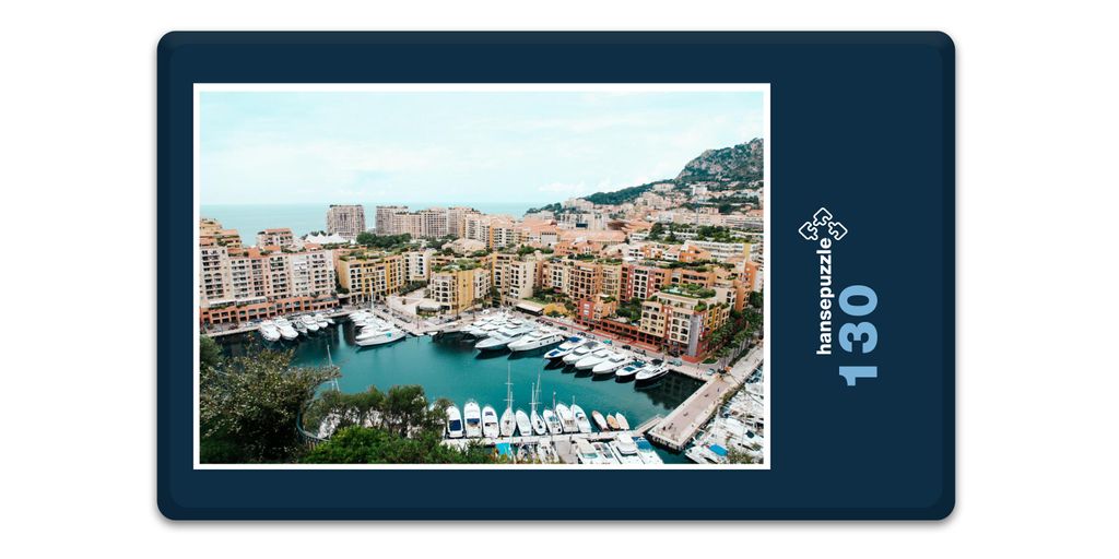 hansepuzzle 18095 - Monaco Puzzle, 130 Teile, Reisen, 28,7 x 20,0cm mit hochwertiger Aufbewahrung, Kartonbox und wiederverschließbarem Beutel