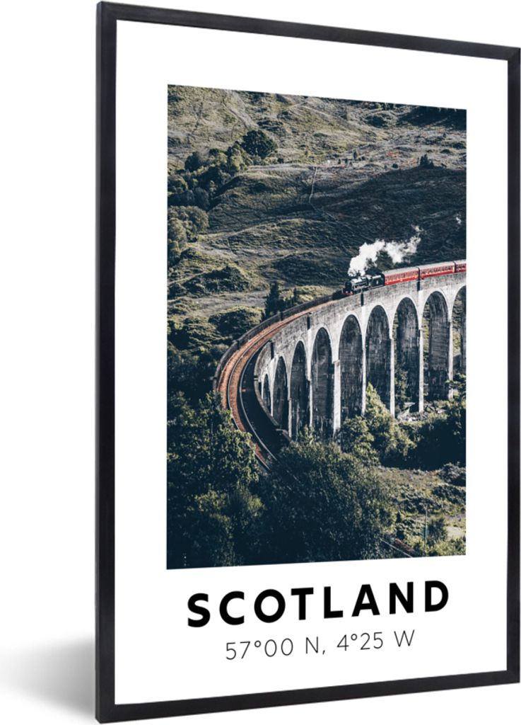 MuchoWow® Gerahmtes Poster Schottland - Zug - Brücke 60x90 Produktbild 