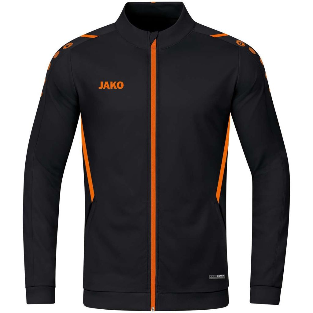 JAKO Damen Polyesterjacke Challenge, Farbe:schwarz/neonorange, Groesse:42