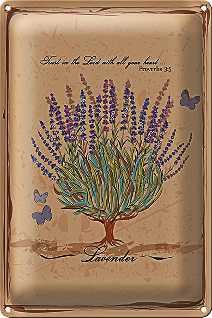 Blechschild Lavendel 20x30cm trust in the lord with all