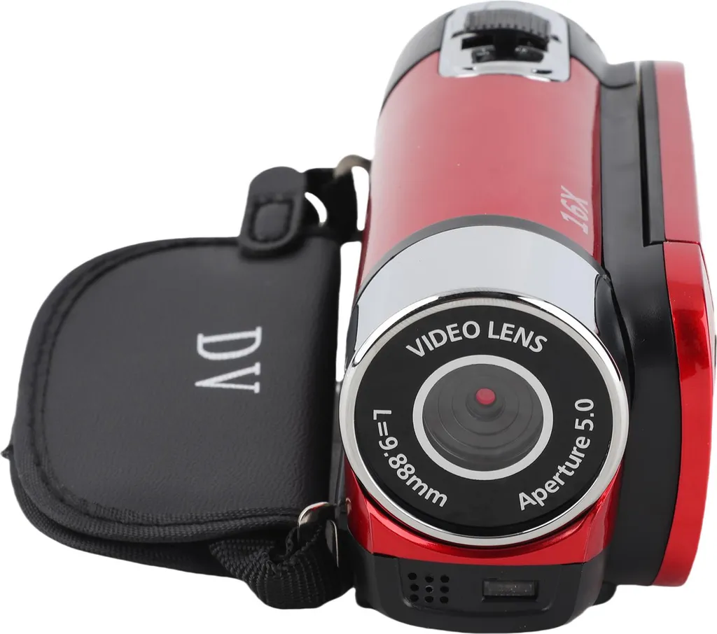 Videocamera con schermo a colori da 2,4 pollici Fill Light 16MP 1080p 16x Zoom digitale Anti Shake Registrazione in loop Videocamera per registrazioni di crescita in viaggio Rosso rosso - 2
