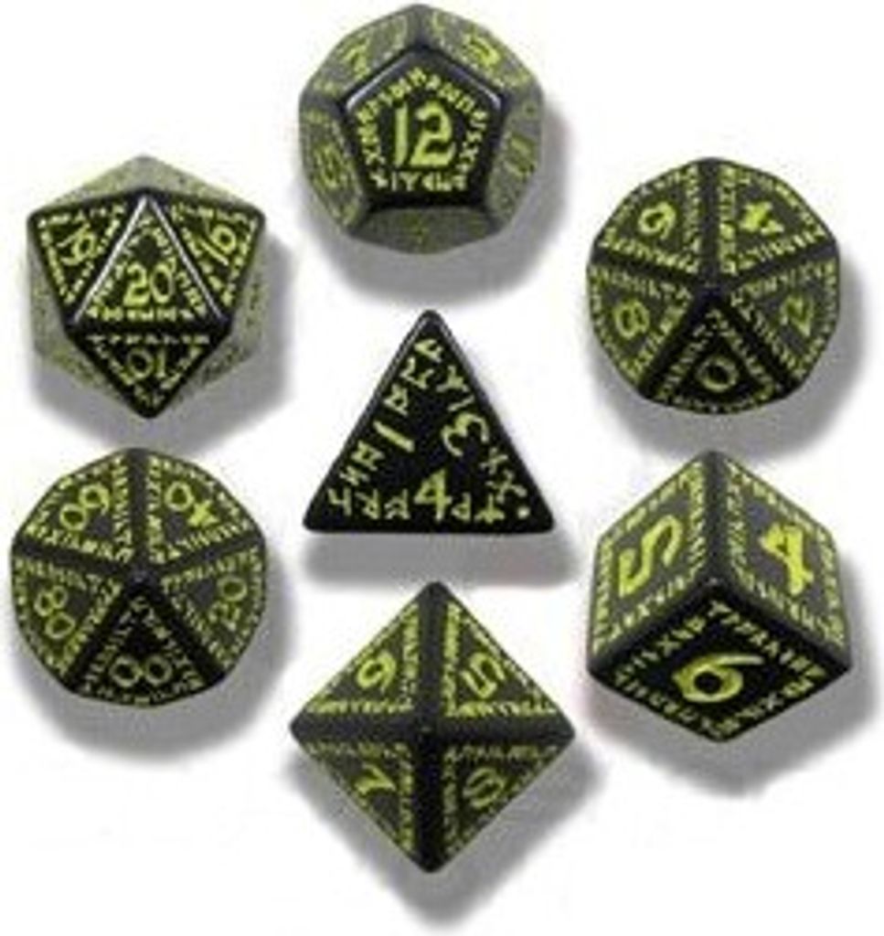 SRUN07 - RuneQuest Würfel Set, schwarz & gelb (7)