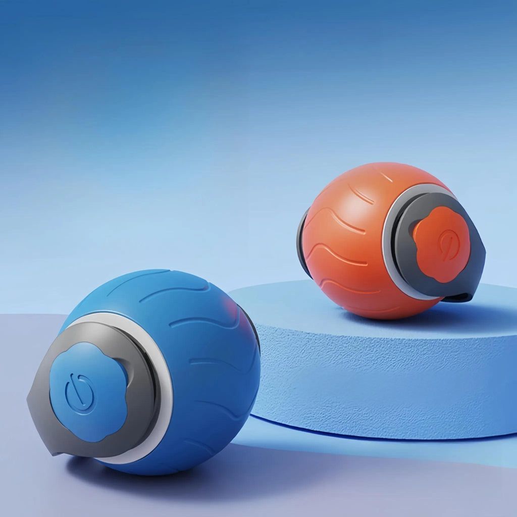 Katzenspielzeug Elektrisches Ball,Mehrere Betriebsmodi USB wiederaufladbar,360° rollender intelligenter Ball für ,Zweierpacks Orange und Blau