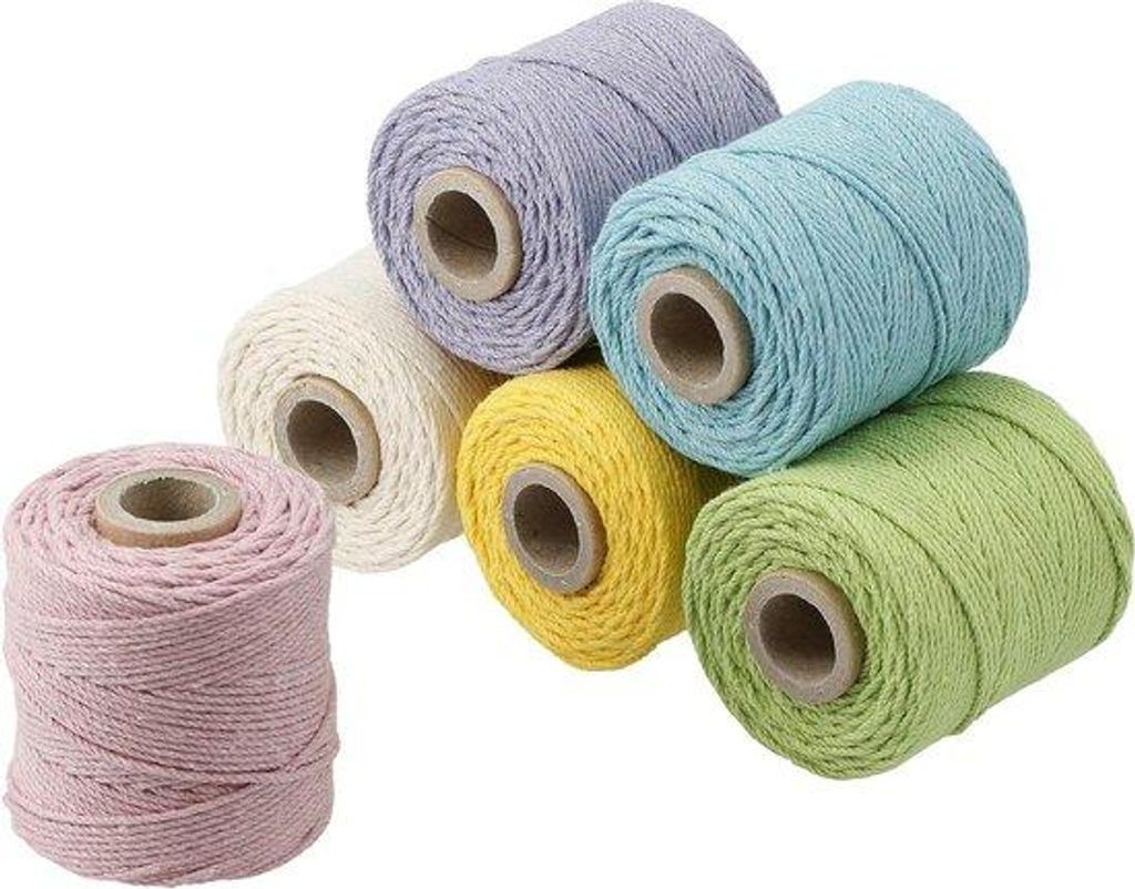 Sechs Premium-Katun-Stränge für Macramé und Basteln - Pastellset - 1 mm x 65 m