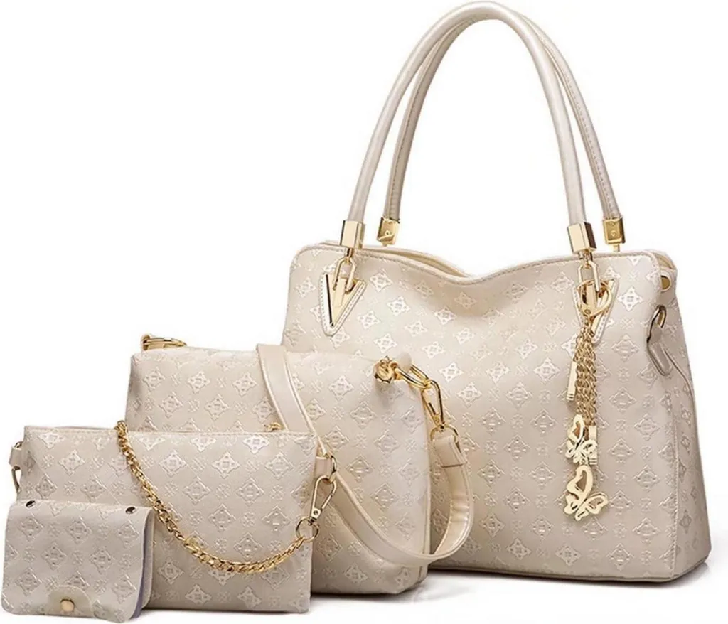 Pahajim Ensemble de Sacs à Main 4 Pièces en Cuir PU pour Femme - Noir