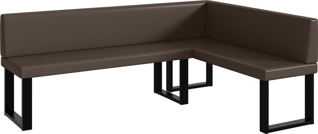 MEBLINI Eckbank für Esszimmer - Küchenbank - Essecke - Sitzecke Küche - TONI - U-Beine 142x196x87cm Rechts - Braun Kunstleder