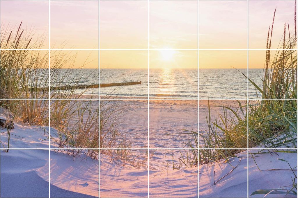 Fliesenaufkleber 10×10 cm – 24 Stück – Selbstklebend – Wasserfest – Pflegeleicht – Hitzebeständig – Für Küche & Bad – Sonnenunte...