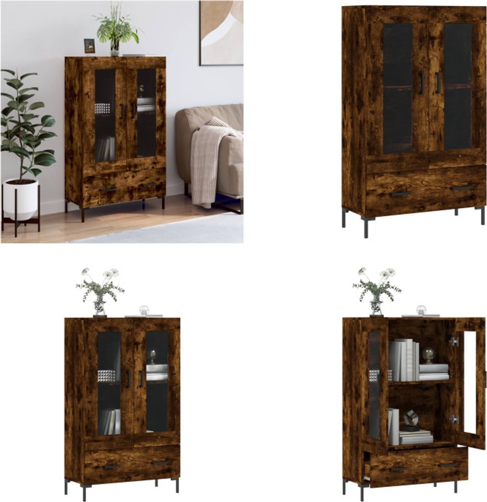 vidaXL Highboard Räuchereiche 69,5x31x115 cm Holzwerkstoff - Highboard - Highboards - Sideboard - Schrank