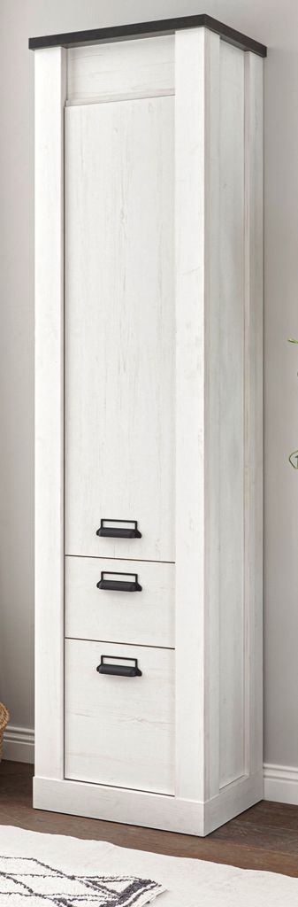 Schuhschrank "Stove" weiß Pinie anthrazit Flurschrank 51 x 201 cm