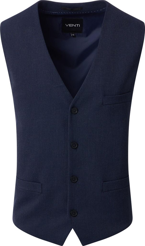 VENTI Herren Anzugweste City V-Neck Casual-Fit Bi-Color Blau 50