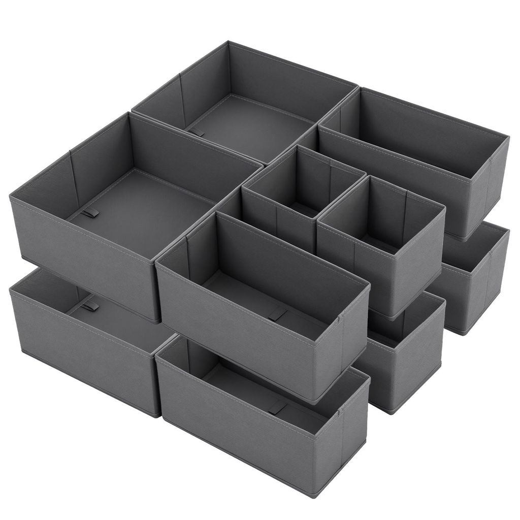Aufbewahrungsboxen 6er Set us Vliesstoff – Faltbare Stoffboxen Organizer für Kleiderschrank, Schrank 30×30×10 cm ×2, 15×30×10 cm ×2, 15×1...