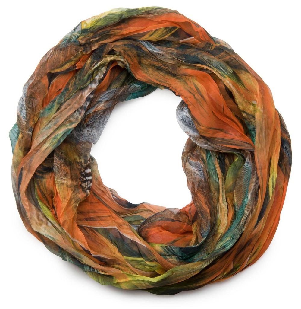 styleBREAKER Damen Loopschal Feder Muster Batik Style | Produktbild 