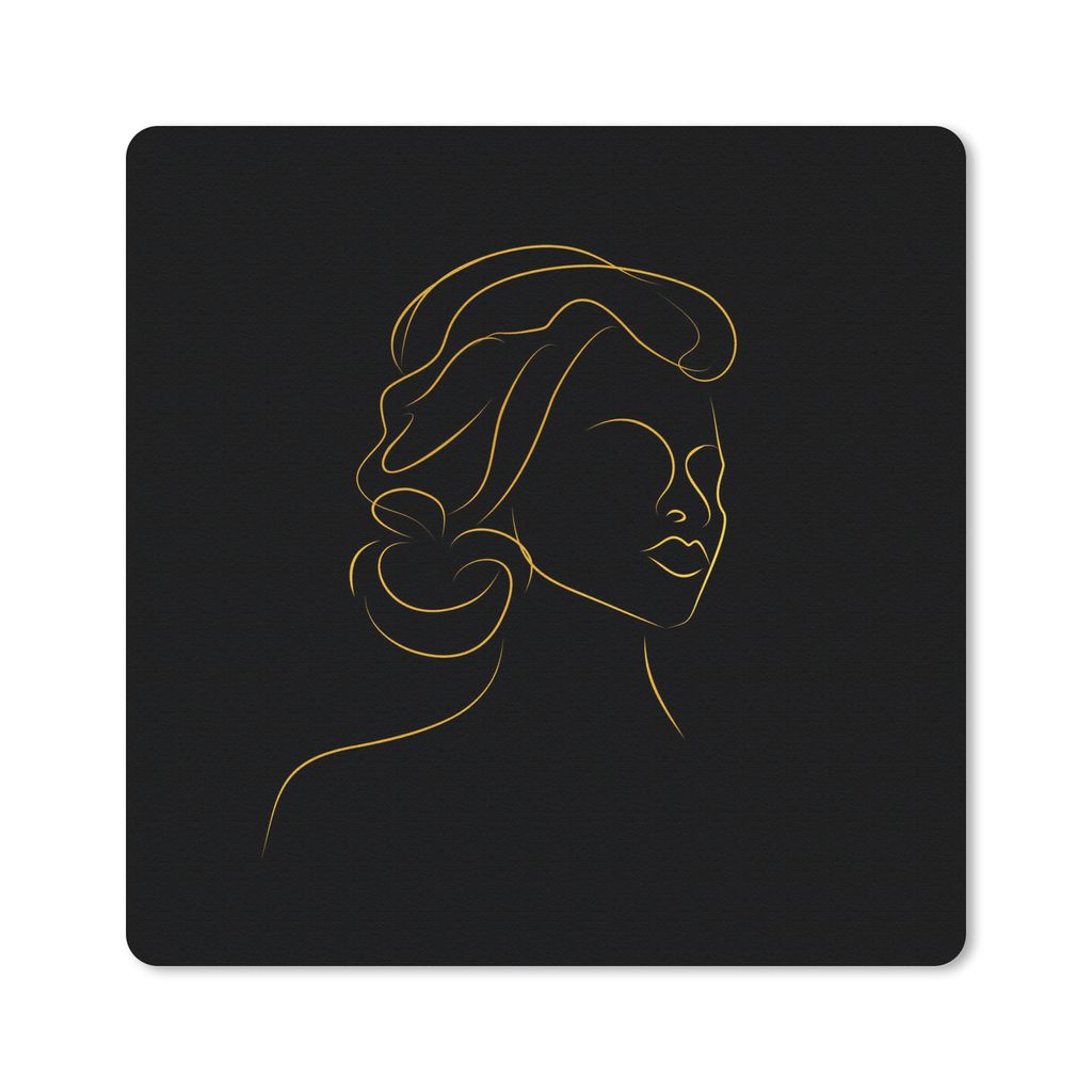 MuchoWow® Mauspad Mousepad Frau - Schwarz - Gold - Produktbild 