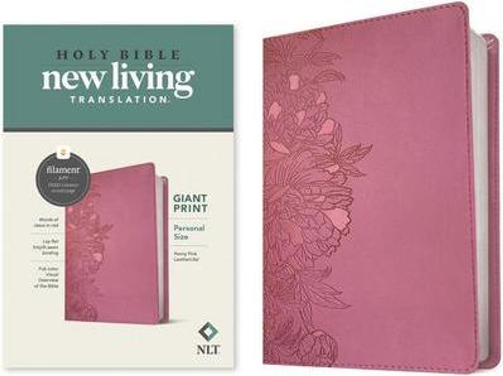 NLT Personal Size Giant Print Bible, Filament Enabled Edition (Red Letter, Leatherlike, Peony Pink)