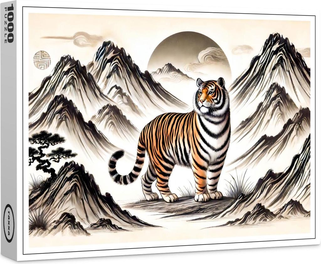 raxxa Premium-Puzzle "Fierce Tiger Roaming Mountains", 1000 Teile