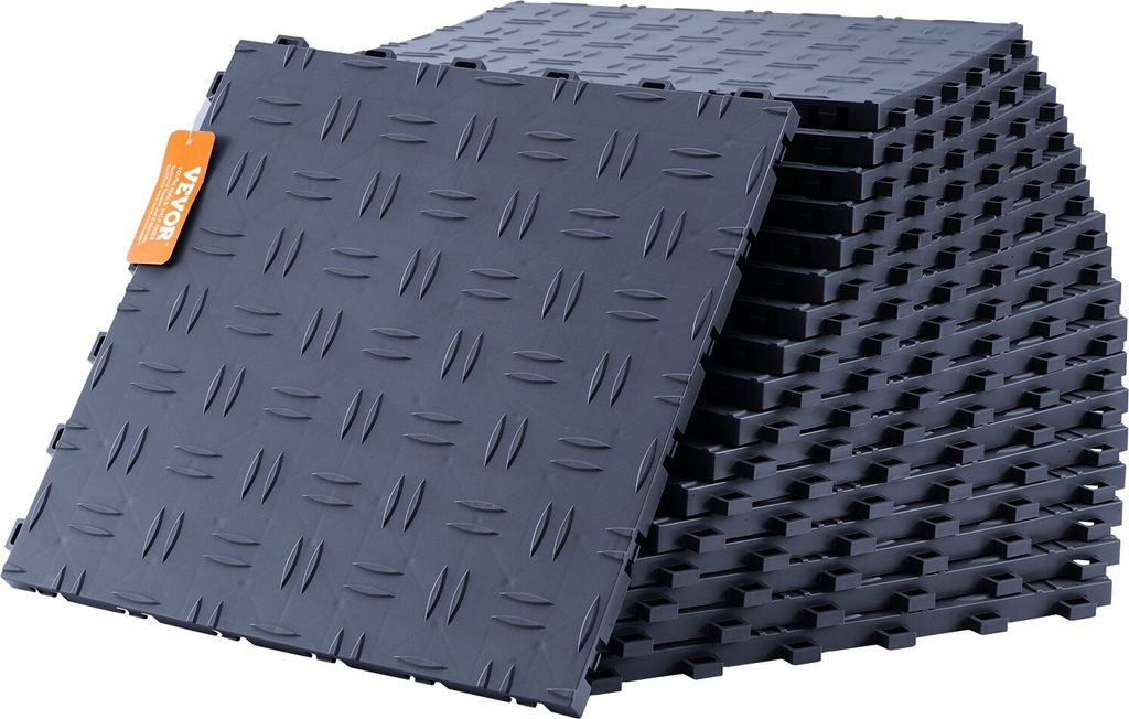 Garagen-Bodenbeschläge, 305 x 305 x 13,4 mm, 50er-Set Industrieboden, rutschfeste doppelseitige Struktur-Garagenboden, für Garagen, Keller, Repar...