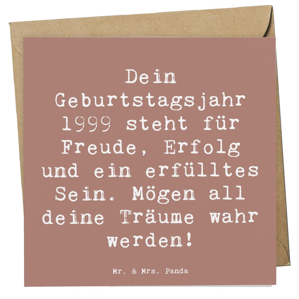 Mr. & Mrs. Panda Grußkarte Spruch 1999 Geburtstag - Braun Pastell - Geschenk, Geburtstagsgeschenk, Glückwunschkarte, Träume wahr werden, besonde...