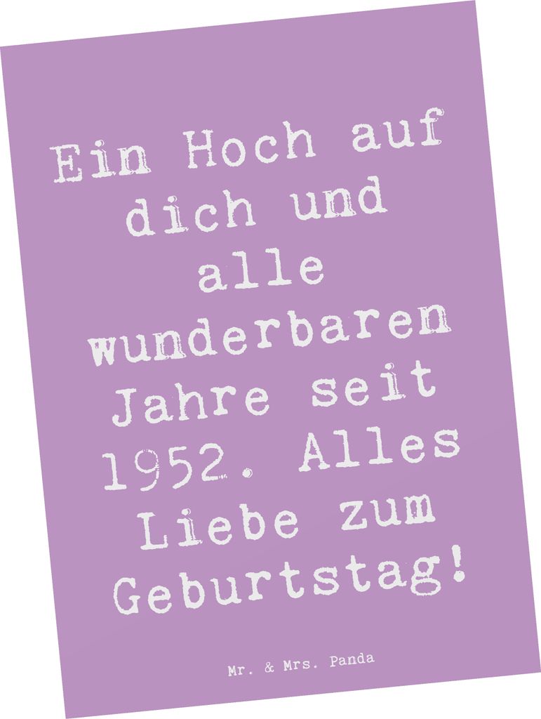 Mr. & Mrs. Panda Postkarte Spruch 1952 Geburtstag - Produktbild 