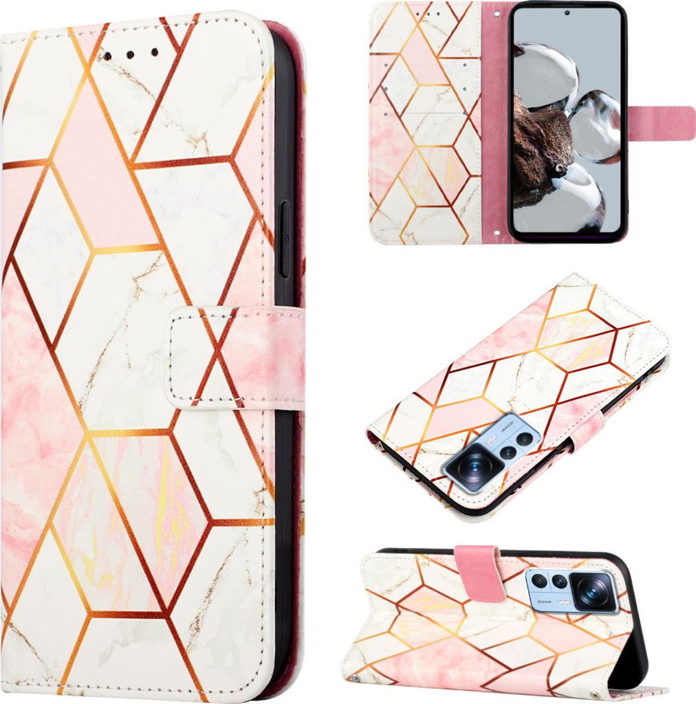 Xiaomi 12T Pro Hülle, Marmor Motiv Kunstleder Tasche Wallet Produktbild 