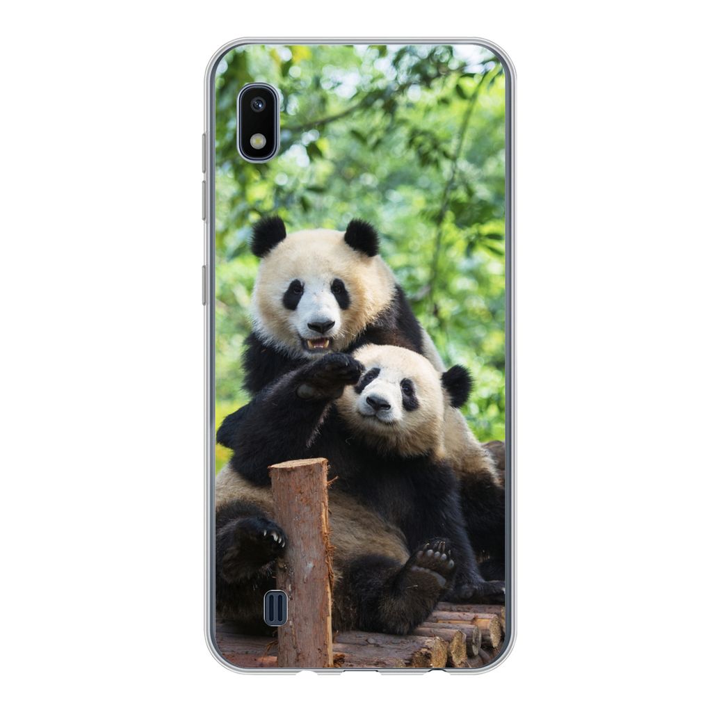 MuchoWow Handyhülle Schutzhülle Hülle für Samsung Galaxy A10 Panda - Brücke - Natur Silikon Softcase Handy Hülle - Schutzhülle