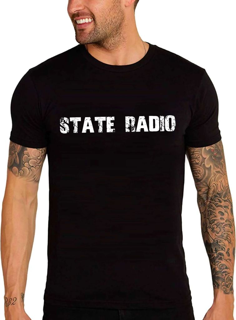 Herren Grafik T-Shirt Staatliches Radio – State Radio – Öko-Verantwortlich Vintage Jahrgang Kurzarm Lustige Druck Geburtstag Geschenk Mann