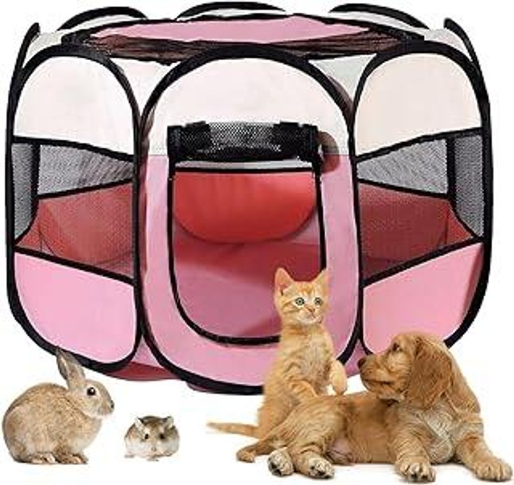 Welpenlaufstall Faltbar 74x74x43cm, Hundelaufstall für Wohnung, BRIMOREA Katzengehege, Kaninchengehege innen?für Laufstall Hund, Katzen, Hasen un...