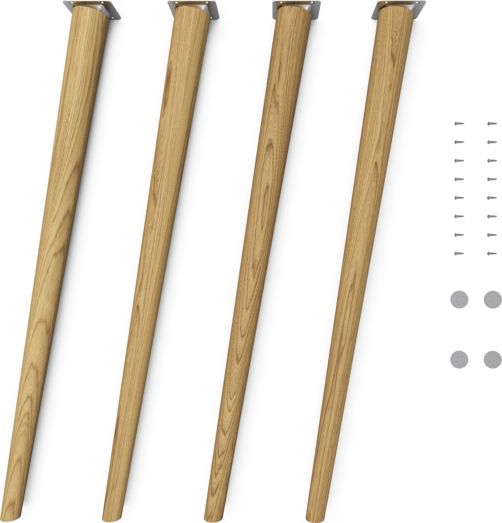 4x sossai Holzfüße rund - schräge Ausführung 71cm Eiche Produktbild 