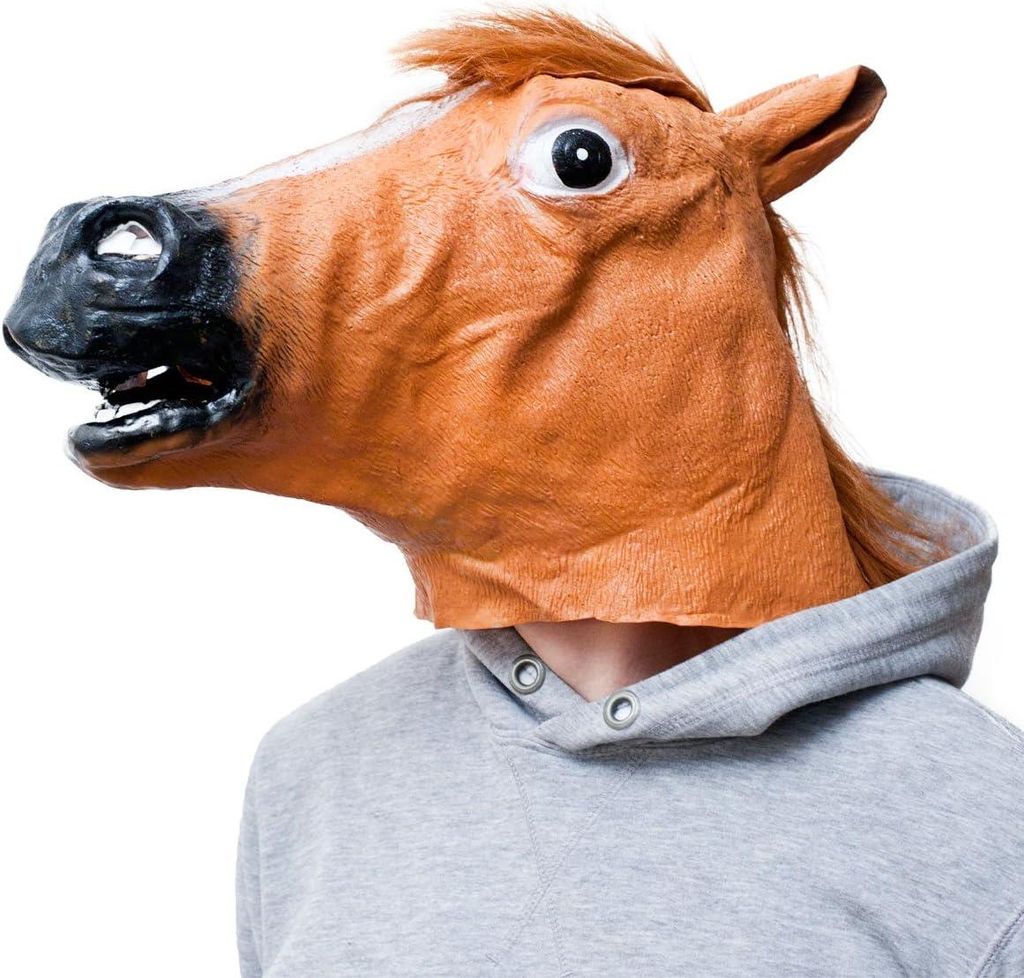 Origineel paardenmasker in bruin, geschikt voor carnaval, Productafbeelding 