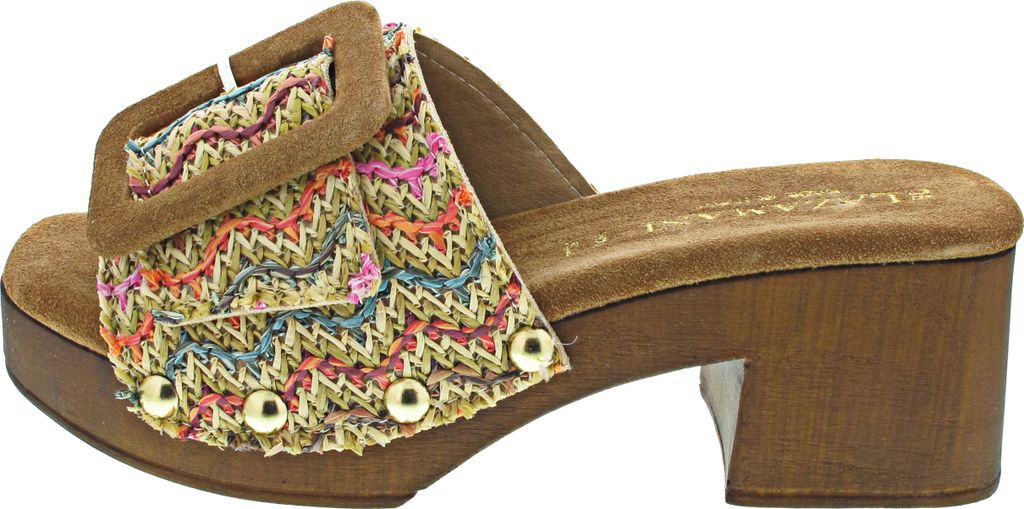 Lazamani Sofia Damen Pantoletten Raffia Multi Größe 40