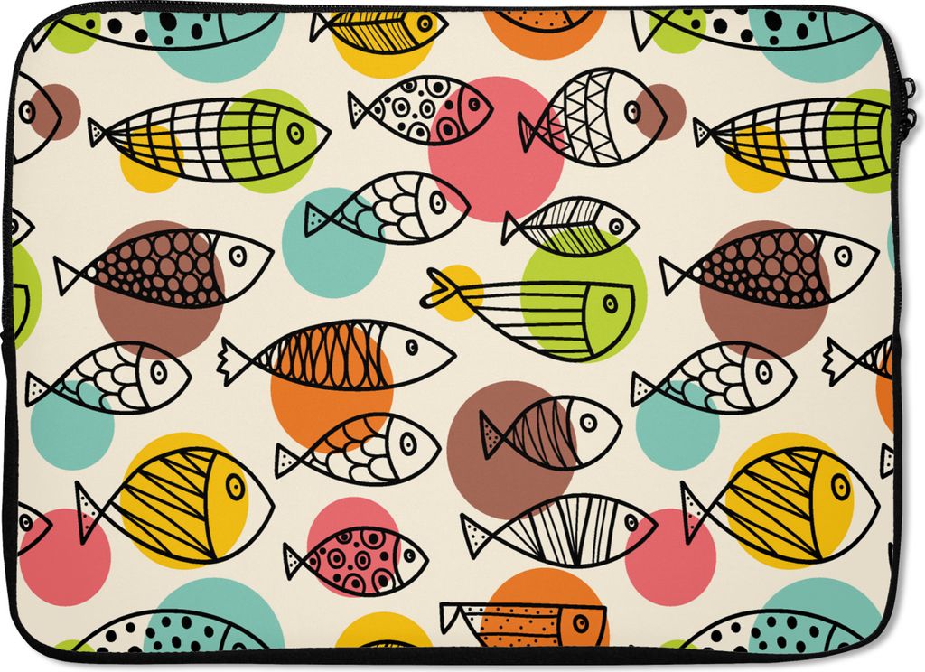 MuchoWow Laptop Hülle 14 ZollPolka dots - Fisch - Regenbogen Laptoptasche - Laptoptasche - Stoßsicher - Schutzhaube
