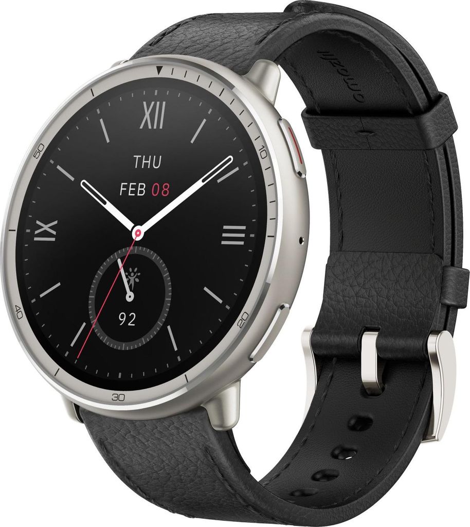 Amazfit Active 2 (Round) 44 mm GPS Premium-Version Schwarzes Leder