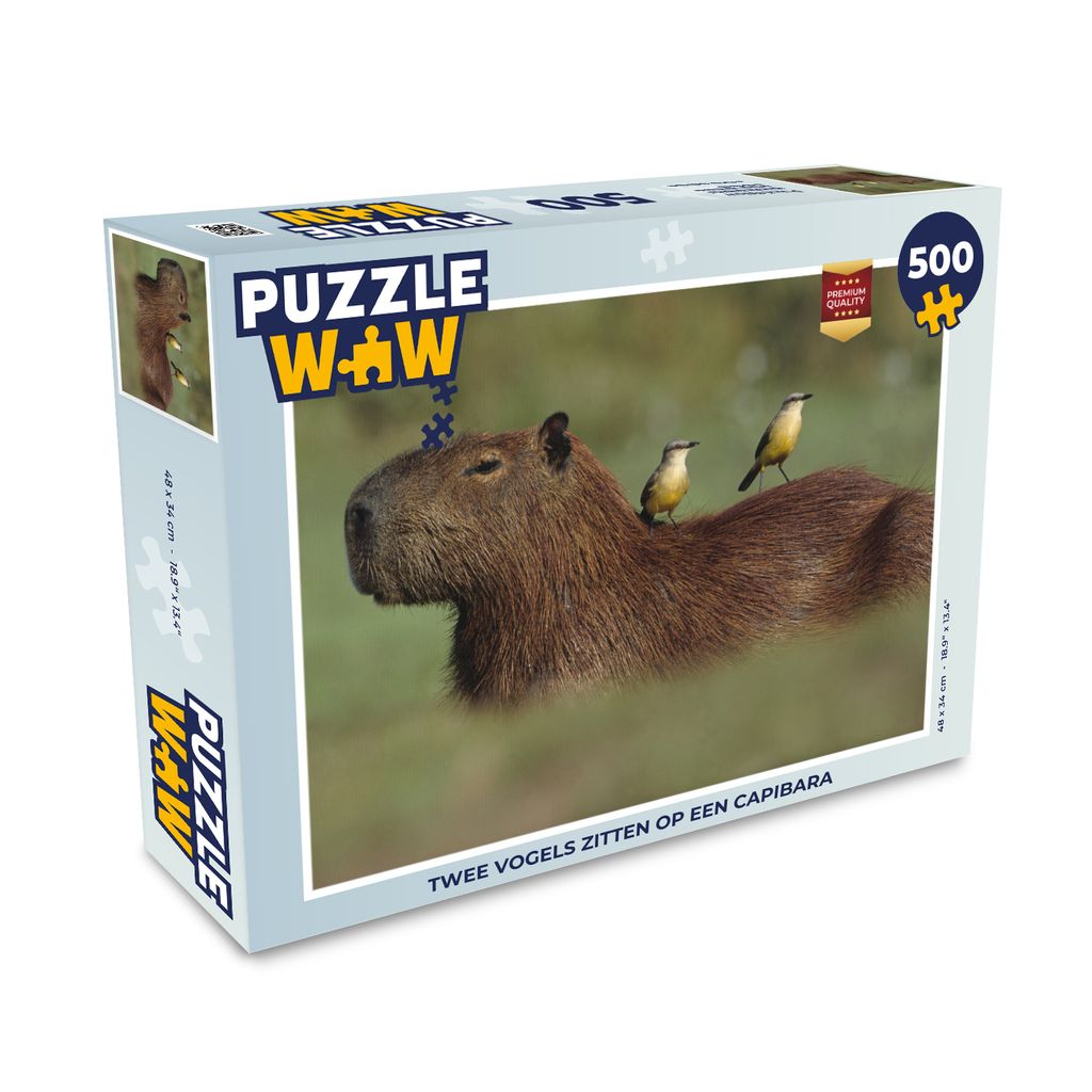 MuchoWow Puzzle 500 Teile Zwei Vögel sitzen auf einem Capybara - 500 Teile - Kinder - Selberbauen - Puzzlespiele