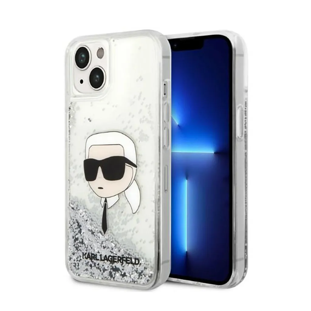 Karl Lagerfeld Glitter Karl Head: La Cover Argento per iPhone 15 Plus