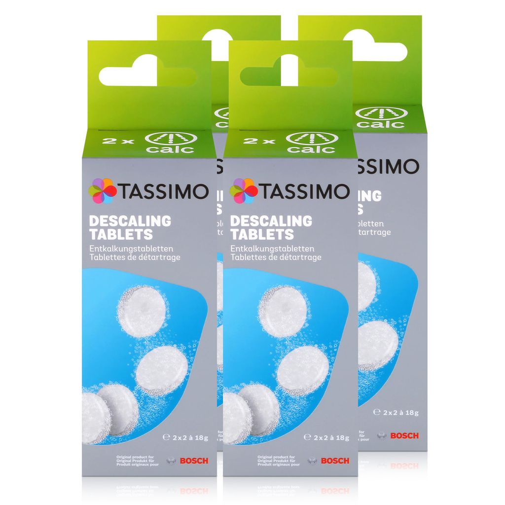Bosch TCZ6004 Enkalkungstabletten für alle Tassimo Getränke-Automaten (4er Pack