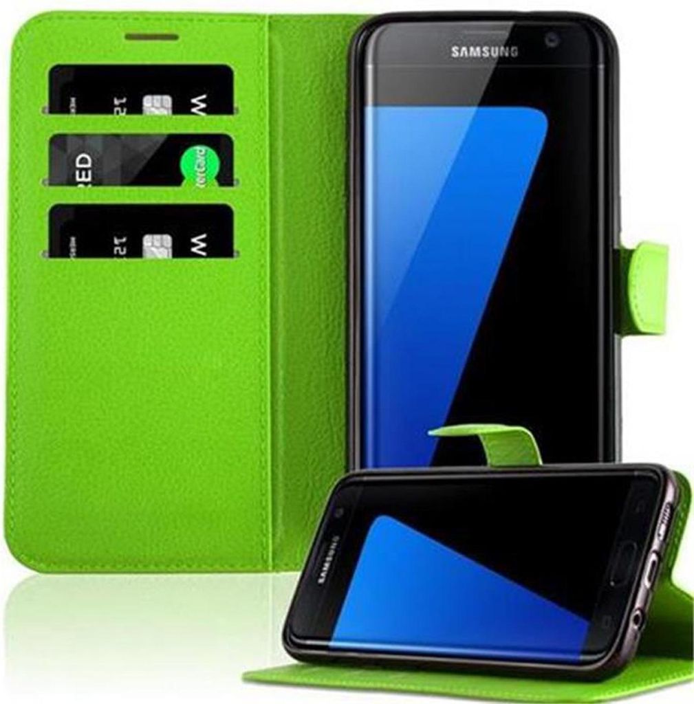 Cadorabo Hülle für Samsung Galaxy S7 EDGE Schutz Hülle in Grün Handyhülle Etui Case Cover Magnetverschluss