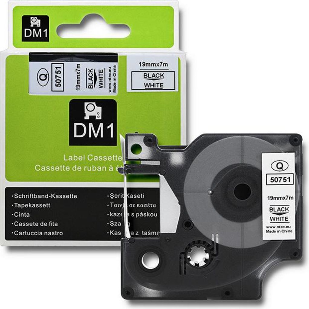 Qoltec Band für DYMO D1 45803, 45808 | 19 mm x 7 m | Weiß/Schwarzer Druck