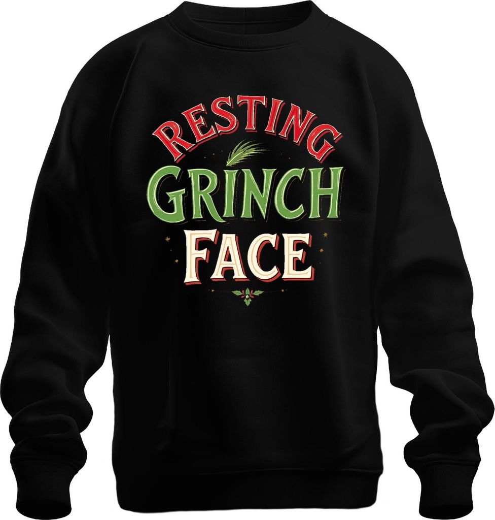 Resting Grinch Face Weihnachten lustig Geschenk Retro Grinchmas Uni Sweatshirt Pullover, Schwarz, 3XL