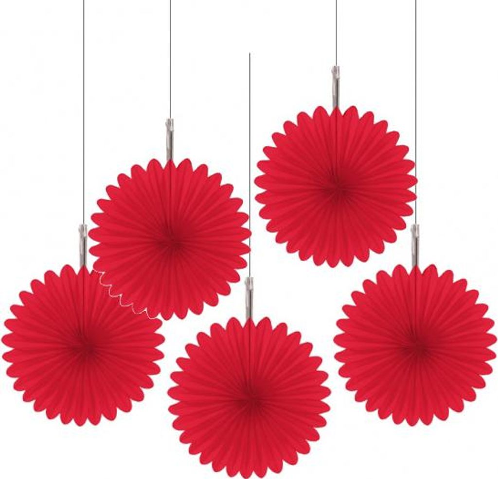 5 Rote Papierrosetten Juliane 15cm