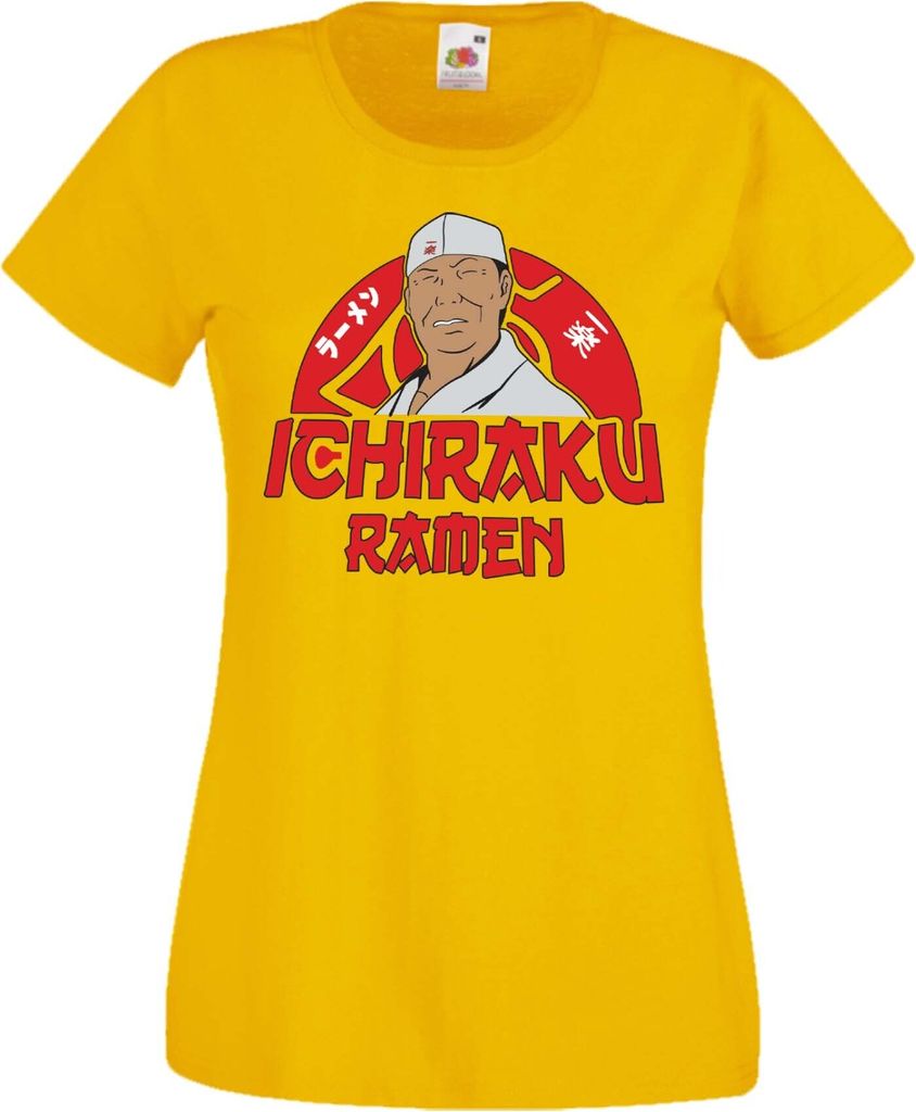 Damen T-Shirt Anime Manga Naruto Ichiraku Ramen, Lady M / Gelb