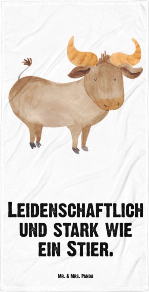 Mr. & Mrs. Panda Handtuch Sternzeichen Stier - Weiß - Geschenk, Frotteehandtuch, Geburtstag Mai, Strandtuch, April, Reisehandtuch, Rind, Badehandt...
