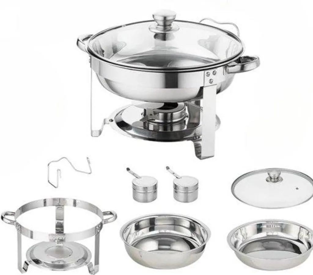 Plateau chauffant rond de 3,5L lot de 2 avec couvercle transparent