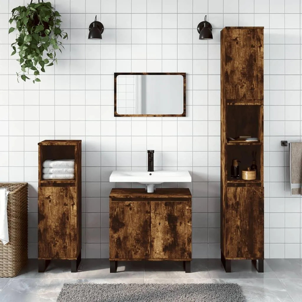 vidaXL Mobile Bagno Rovere Fumé 30x30x190 cm | Colonna Salvaspazio