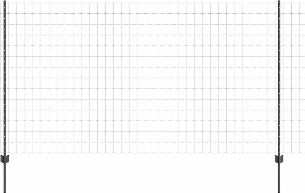 vidaXL Zaun mit Pfosten Grau 1,4 x 10 m Stahl und PVC