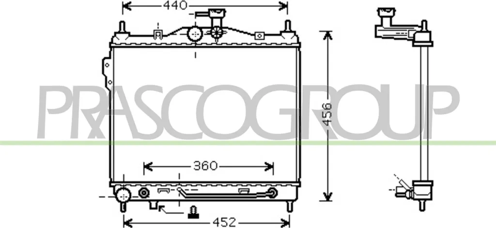 Radiateur PRASCO HN330R004 en aluminium robuste pour moteur Getz (TB)