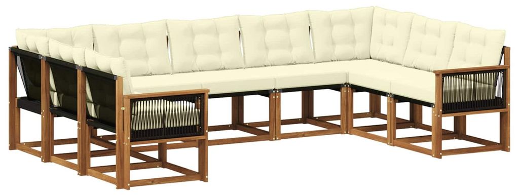 vidaXL Outdoor-Sofagarnitur mit Kissen 9 pcs Natur und Creme