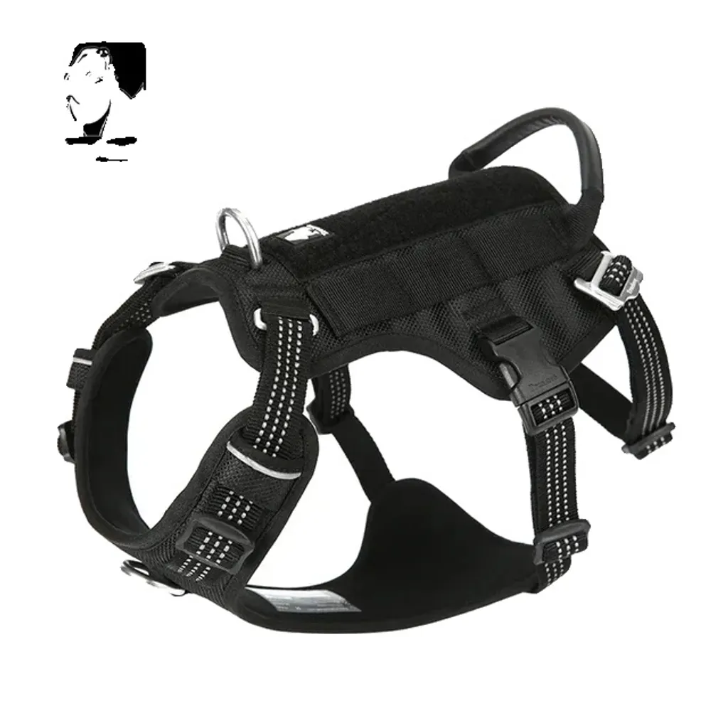 Harnais anti-fugue pour chien XL noir réfléchissant poitrail 81-107cm