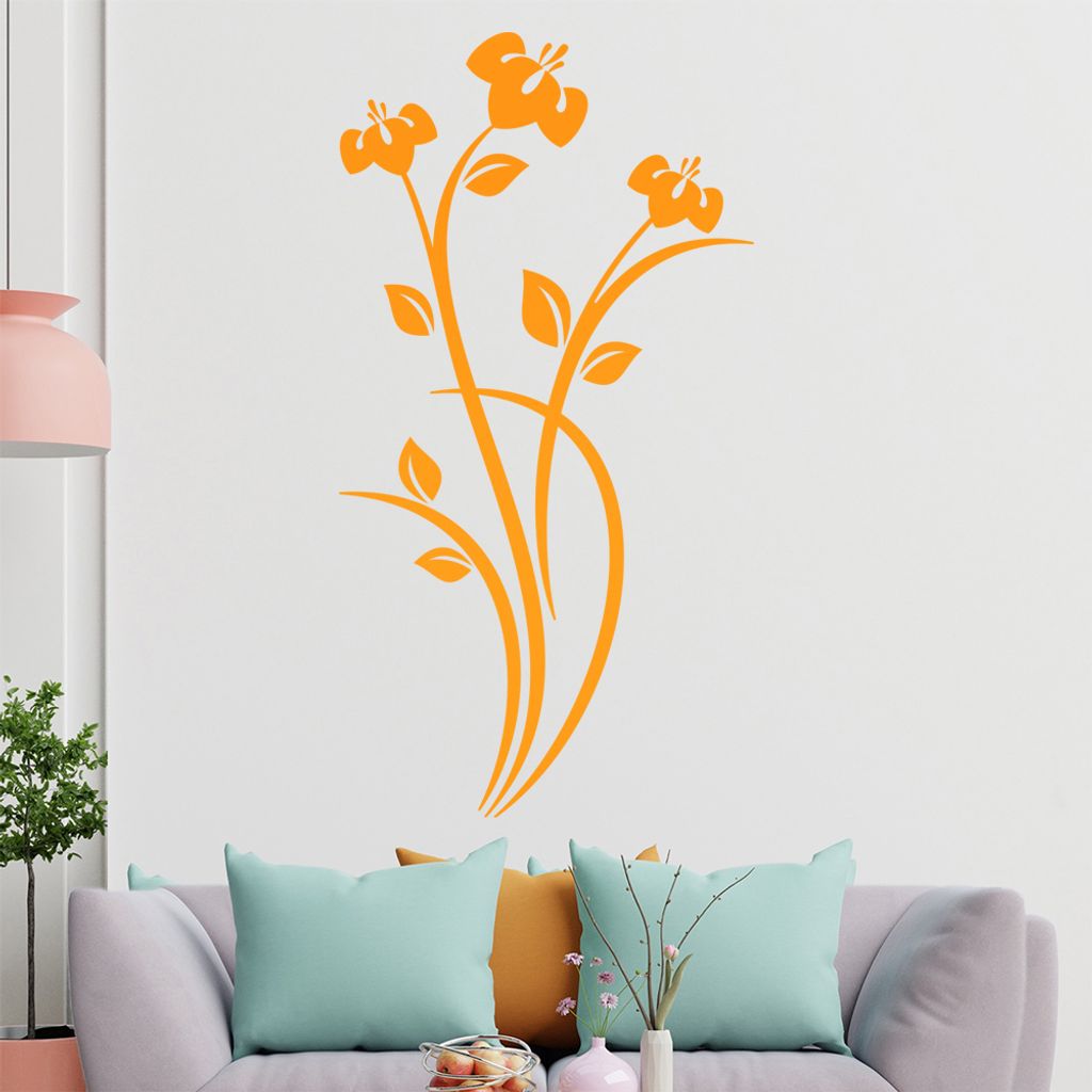 Blüten - Blätter - Pflanze Wandtattoo in 6 Größen - Wandaufkleber Wall Sticker - Dekoration, Küche, Wohnzimmer, Schlafzimmer, Badezimmer