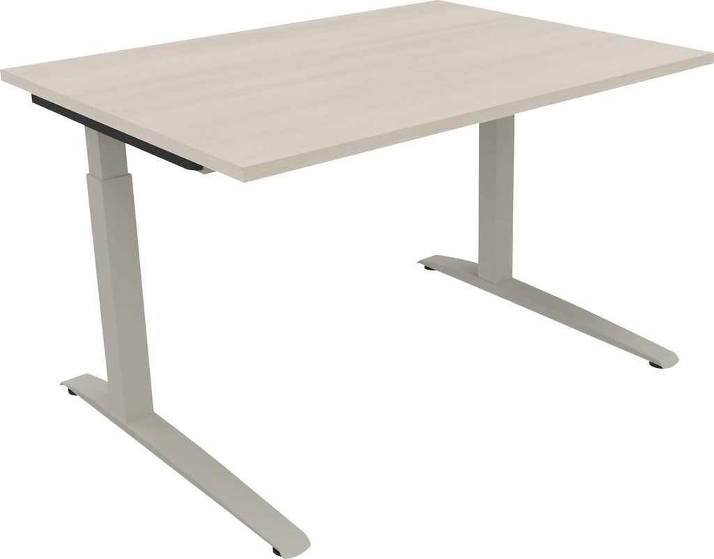 Schreibtisch Kufe Einzels. Quadrat B1200xT900xH650-850 si/Akazie hell