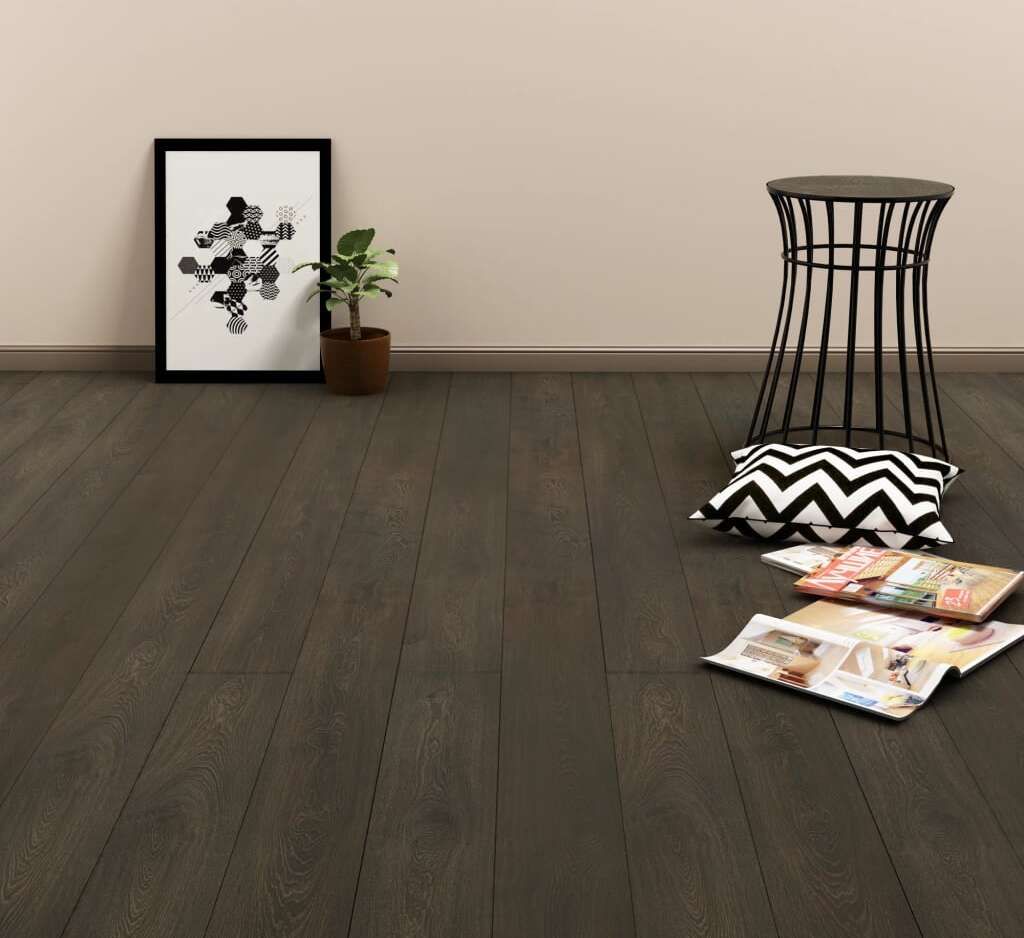 Ankonbej PVC Laminat Dielen Selbstklebend 4,46 m² 3 mm Dunkelbraun